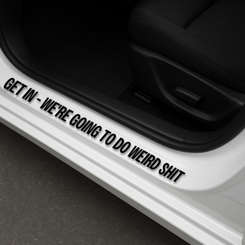 GET IN - WE'RE GOING TO DO WEIRD SHIT - sliekšņu uzlīme